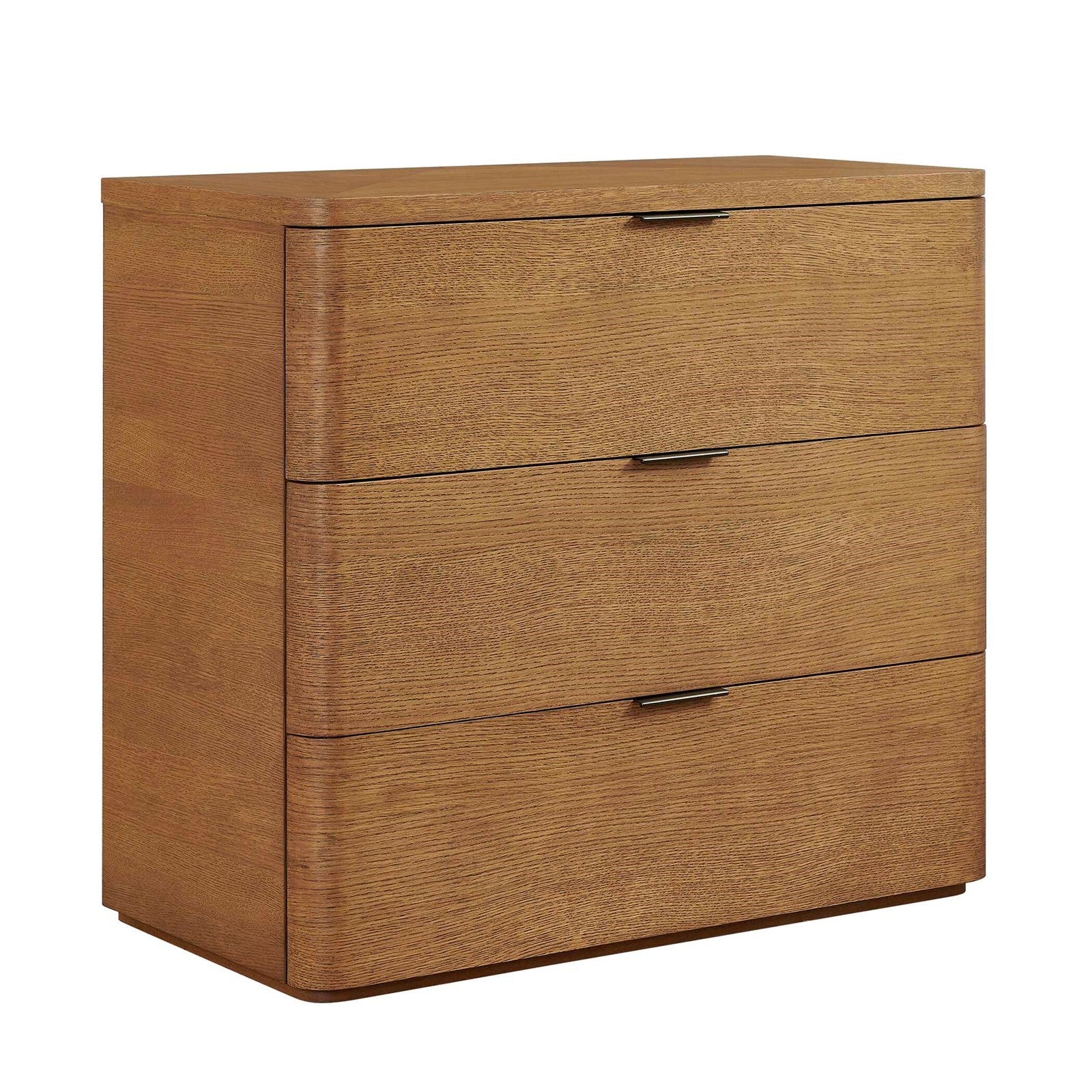 Uttermost Duluth 36in 3-Drawer Chest | Oak Veneer Natural Finish with Dark Bronze Pulls | Bedroom & Entryway Storage | 36 x 18 x 32 in | Model 51179