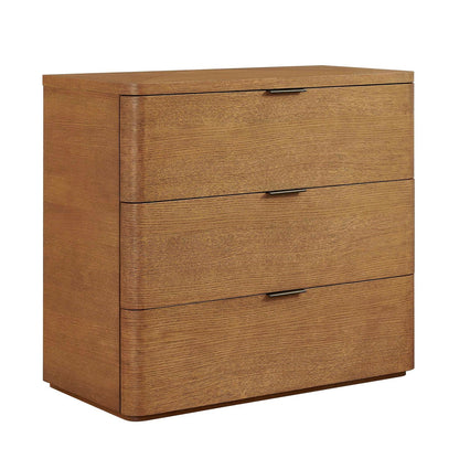 Uttermost Duluth 36in 3-Drawer Chest | Oak Veneer Natural Finish with Dark Bronze Pulls | Bedroom & Entryway Storage | 36 x 18 x 32 in | Model 51179