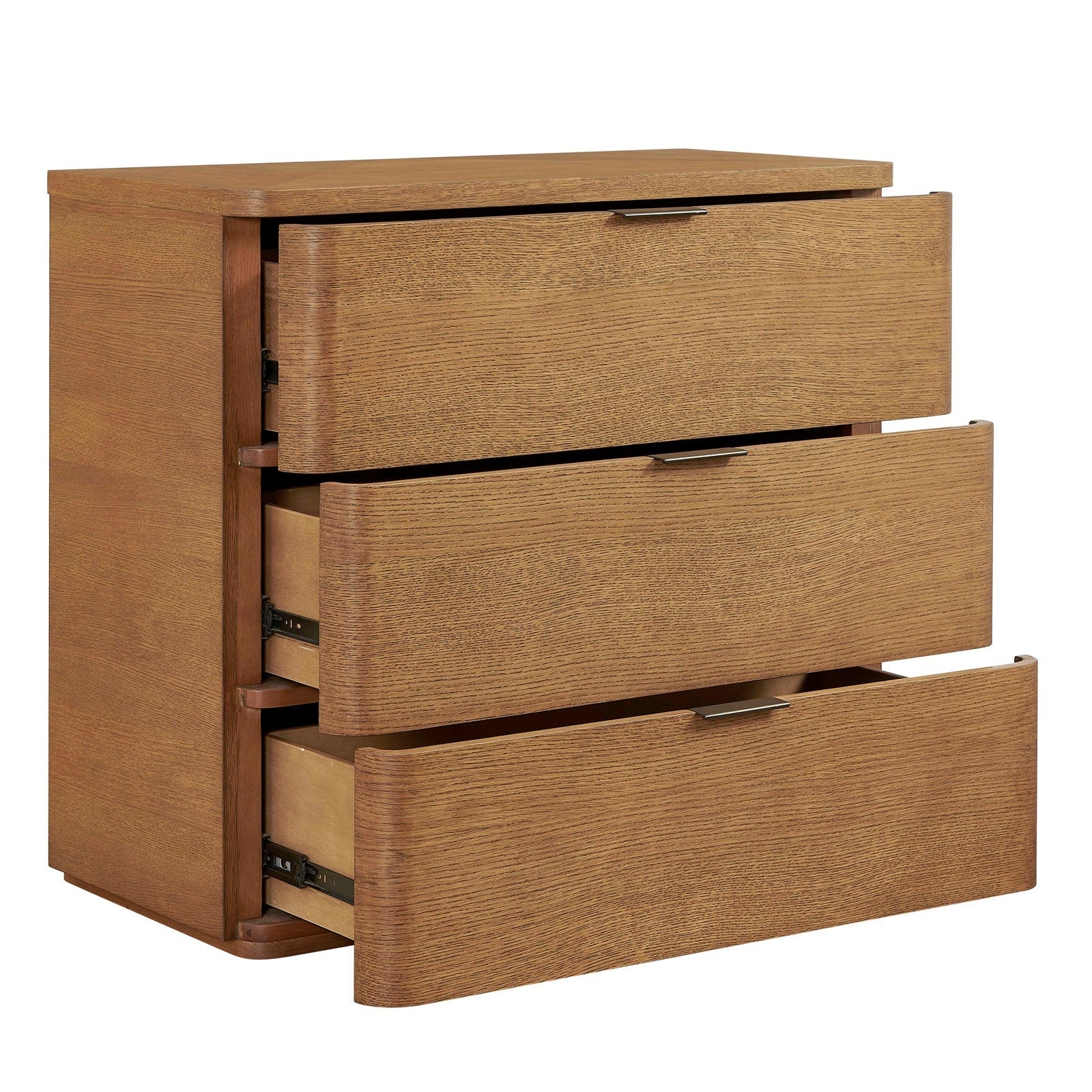 Uttermost Duluth 36in 3-Drawer Chest | Oak Veneer Natural Finish with Dark Bronze Pulls | Bedroom & Entryway Storage | 36 x 18 x 32 in | Model 51179