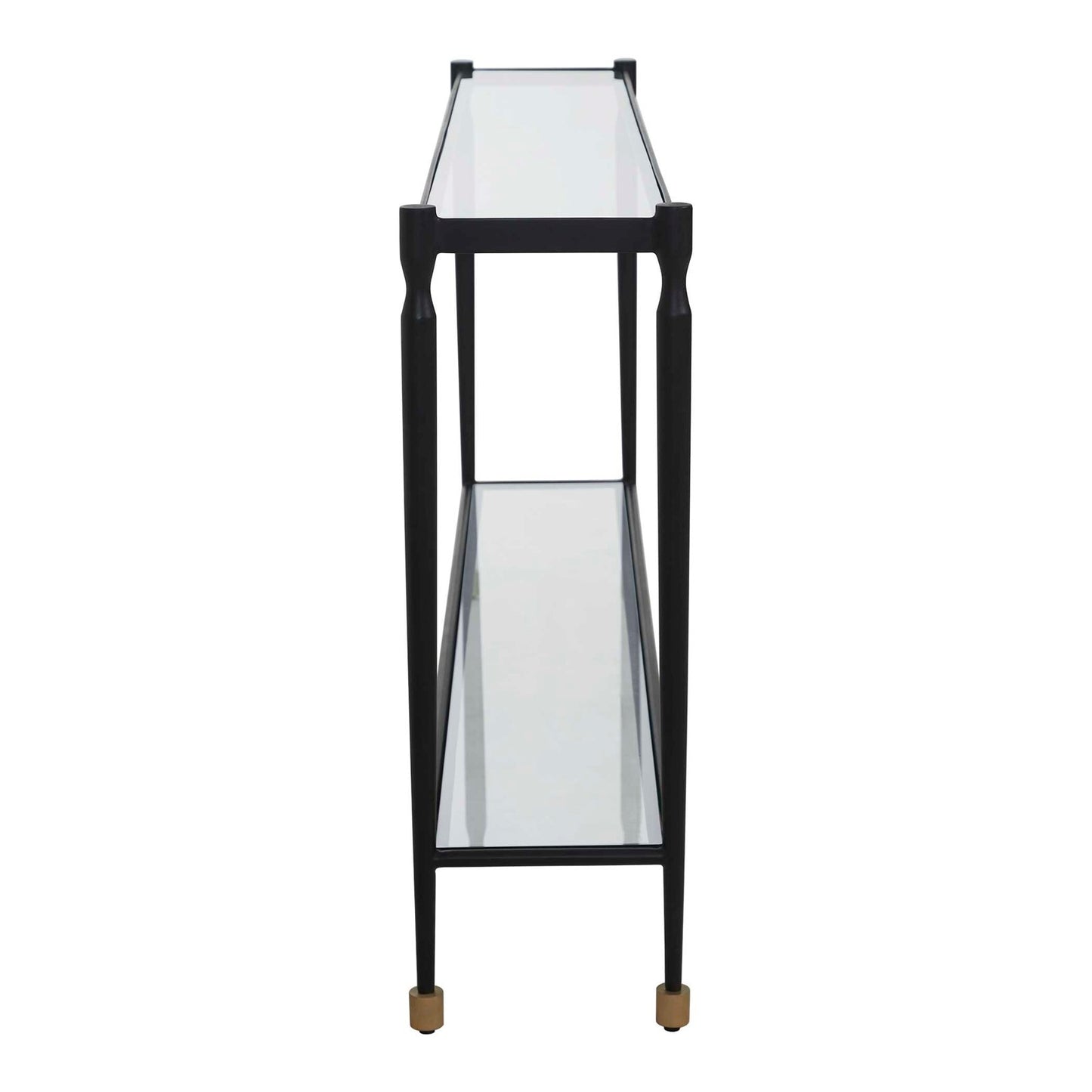 Uttermost Javana 60in Console Table | Iron Frame with Brass Accents and Tempered Glass Shelves | Entryway & Living Room | Model 51202