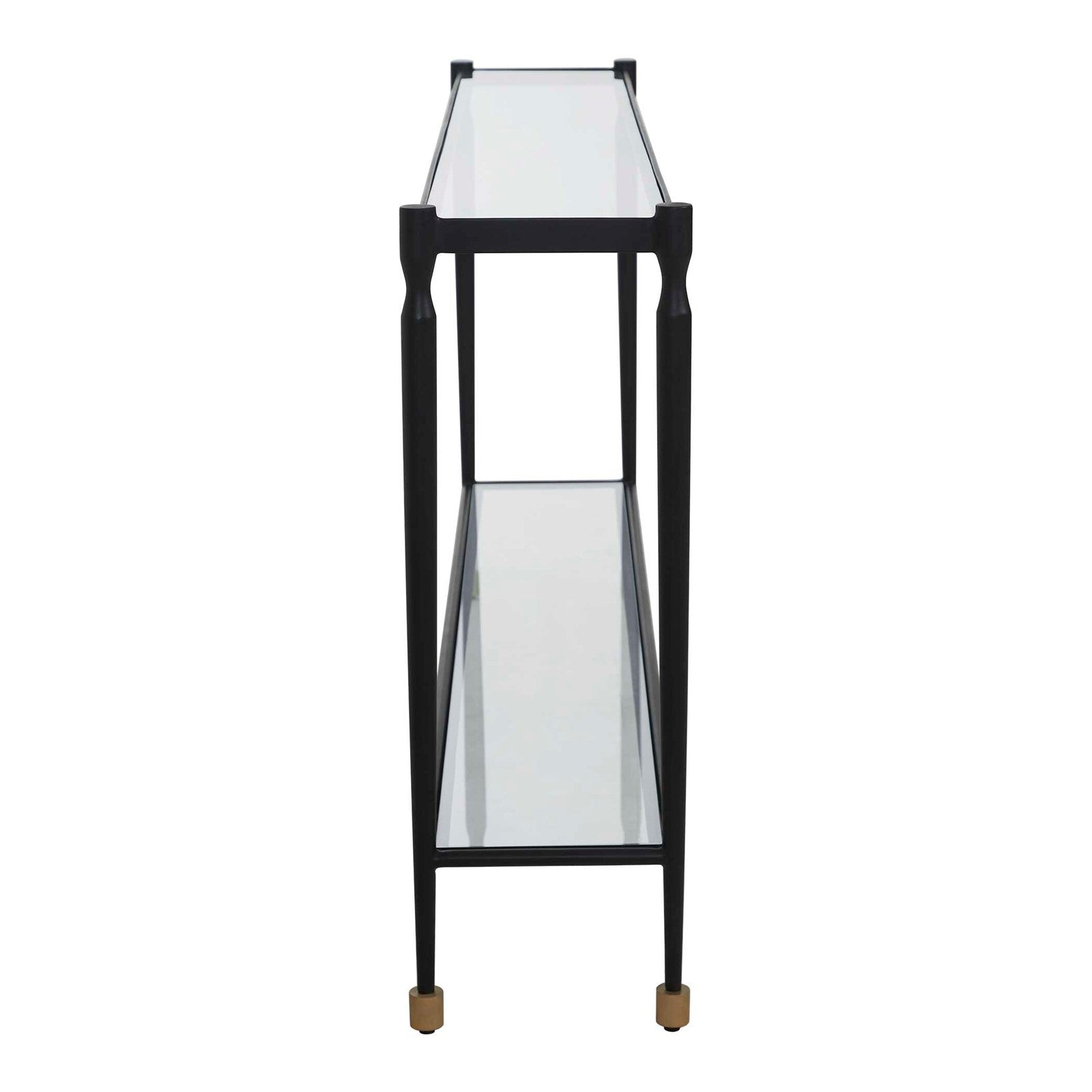 Uttermost Javana 60in Console Table | Iron Frame with Brass Accents and Tempered Glass Shelves | Entryway & Living Room | Model 51202