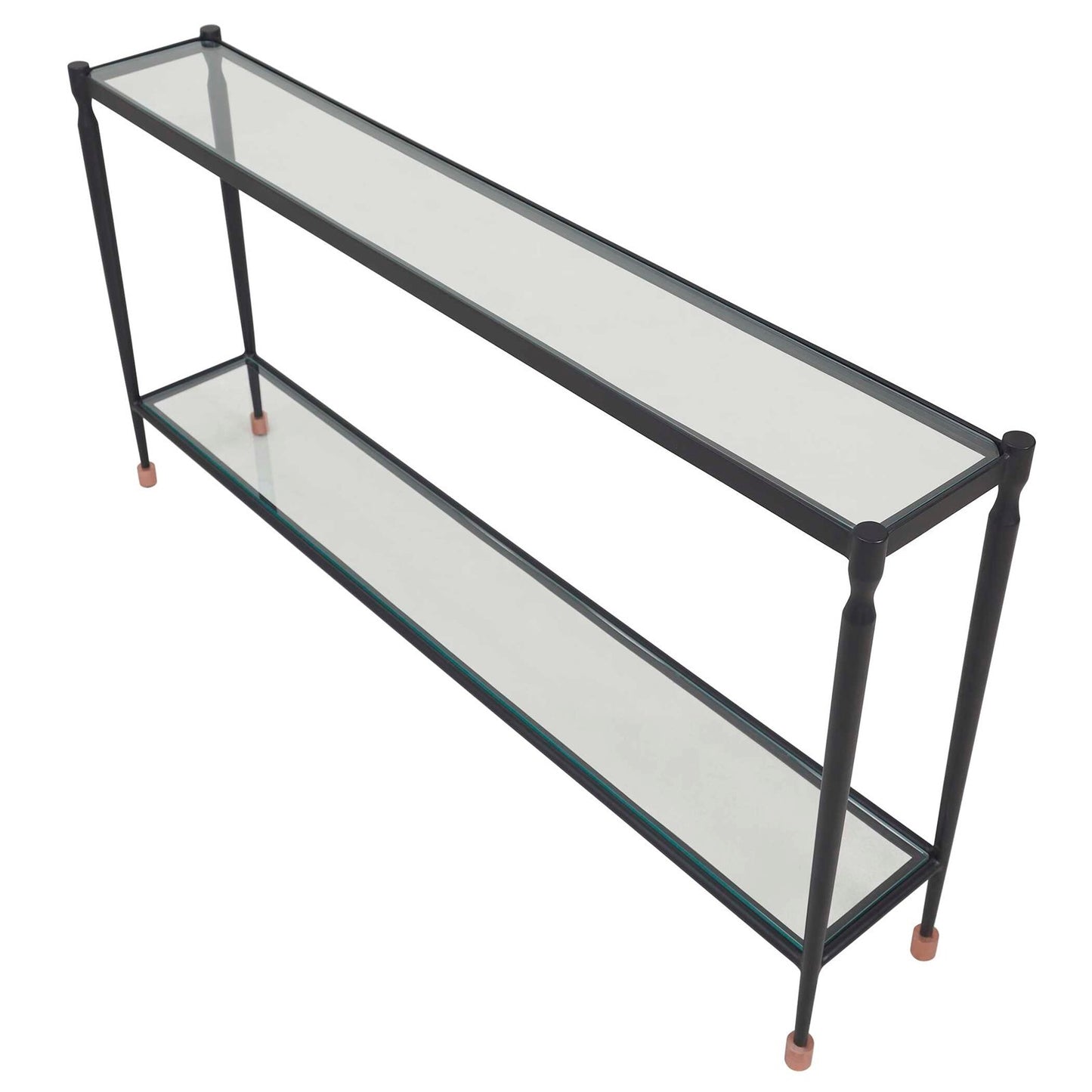 Uttermost Javana 60in Console Table | Iron Frame with Brass Accents and Tempered Glass Shelves | Entryway & Living Room | Model 51202