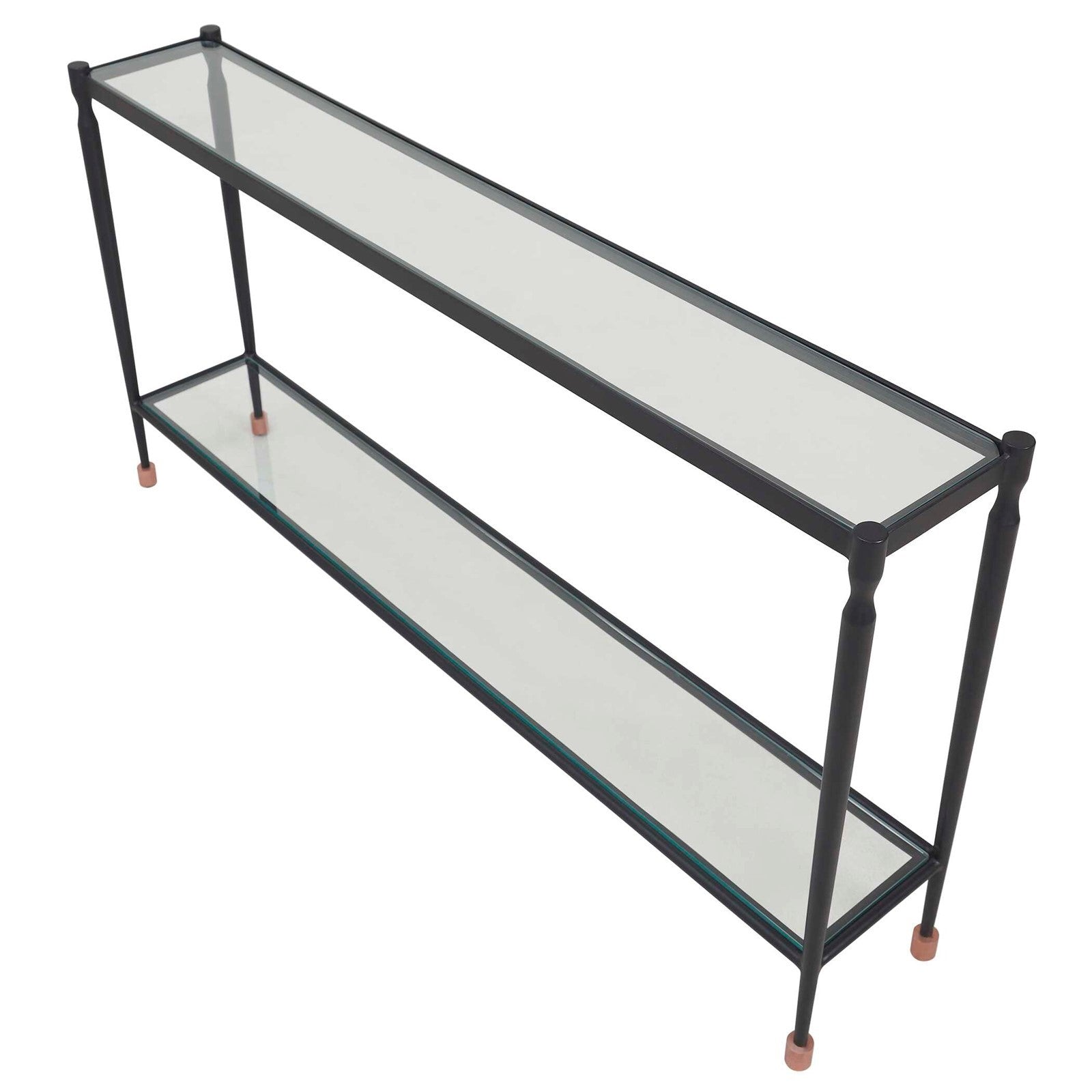 Uttermost Javana 60in Console Table | Iron Frame with Brass Accents and Tempered Glass Shelves | Entryway & Living Room | Model 51202