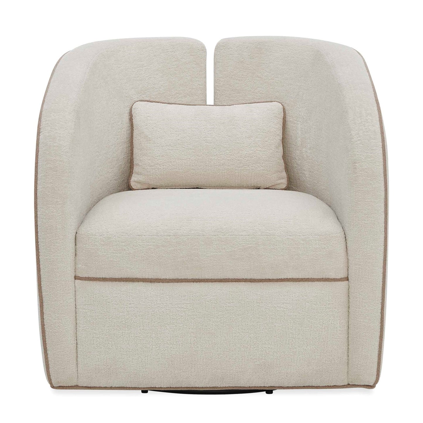Uttermost Vega 30.6in Swivel Accent Chair | Ecru Chenille with Truffle Welt | Living Room & Reading Nook Seating | 30.6 x 30.7 x 30.3 in | Model 53144