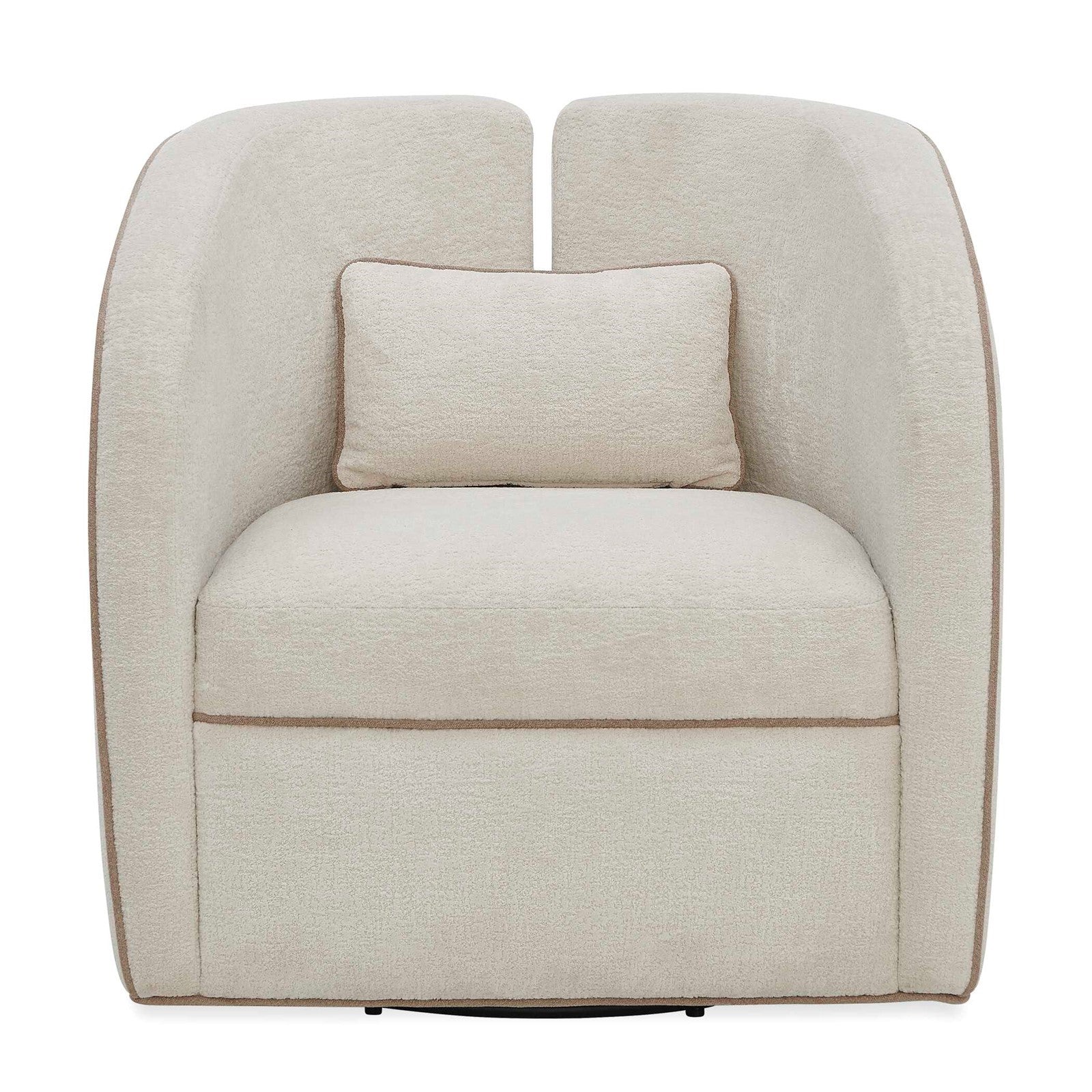 Uttermost Vega 30.6in Swivel Accent Chair | Ecru Chenille with Truffle Welt | Living Room & Reading Nook Seating | 30.6 x 30.7 x 30.3 in | Model 53144