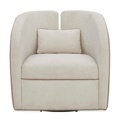Uttermost Vega 30.6in Swivel Accent Chair | Ecru Chenille with Truffle Welt | Living Room & Reading Nook Seating | 30.6 x 30.7 x 30.3 in | Model 53144