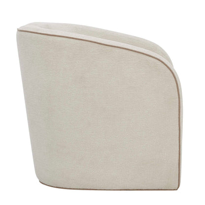 Uttermost Vega 30.6in Swivel Accent Chair | Ecru Chenille with Truffle Welt | Living Room & Reading Nook Seating | 30.6 x 30.7 x 30.3 in | Model 53144