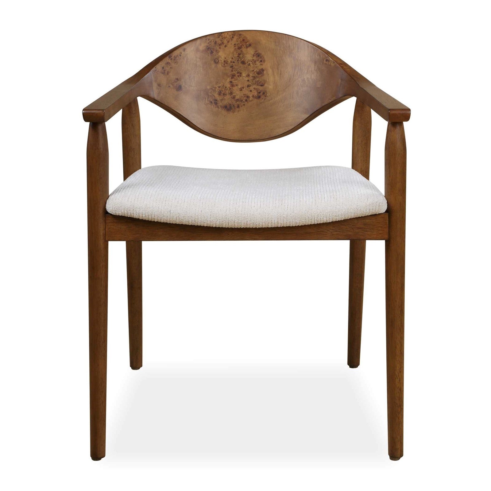 Uttermost Augusta 22in Dining Chair | Walnut Burl Veneer and Off-White Fabric | Dining Room & Kitchen Seating | 22 x 23.5 x 28.5 in | Model 53145