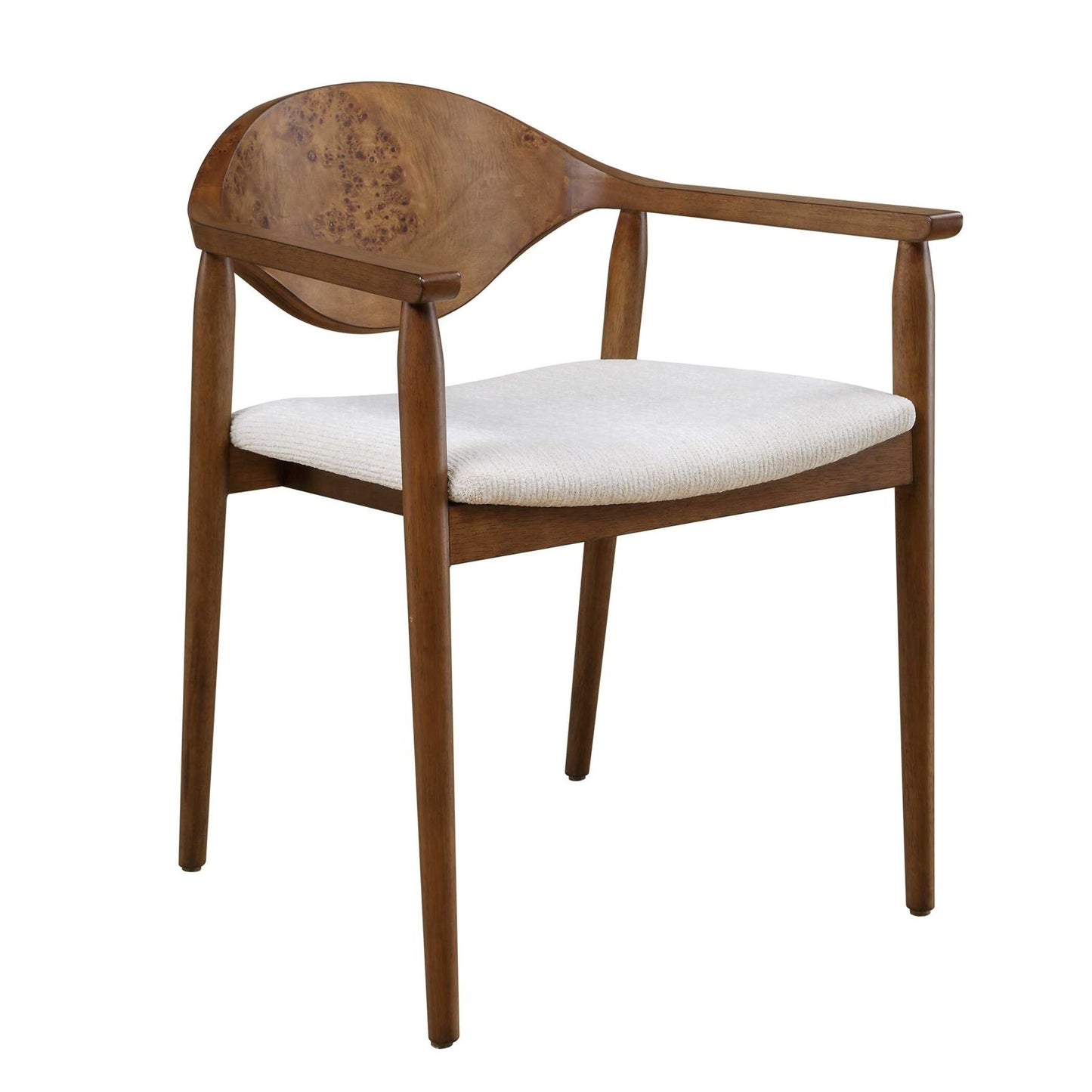 Uttermost Augusta 22in Dining Chair | Walnut Burl Veneer and Off-White Fabric | Dining Room & Kitchen Seating | 22 x 23.5 x 28.5 in | Model 53145