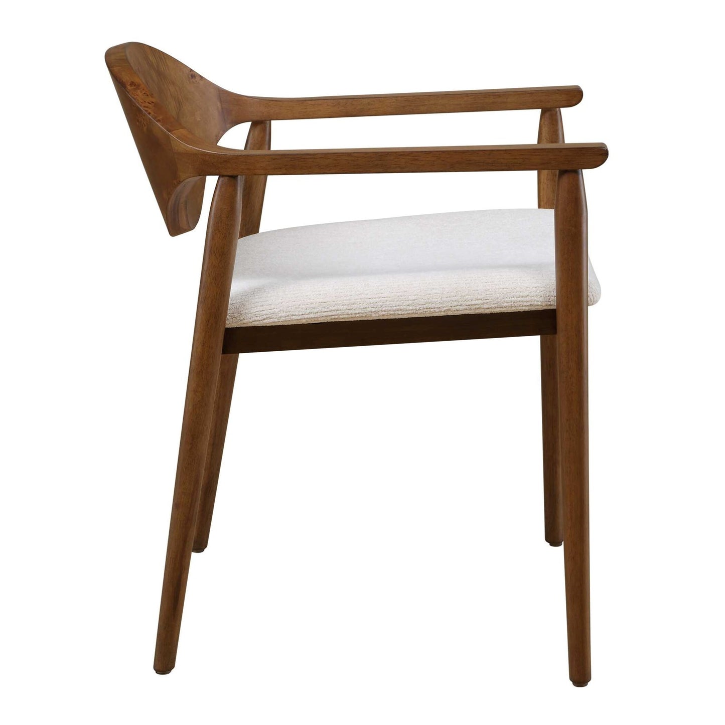 Uttermost Augusta 22in Dining Chair | Walnut Burl Veneer and Off-White Fabric | Dining Room & Kitchen Seating | 22 x 23.5 x 28.5 in | Model 53145