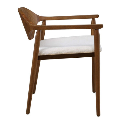 Uttermost Augusta 22in Dining Chair | Walnut Burl Veneer and Off-White Fabric | Dining Room & Kitchen Seating | 22 x 23.5 x 28.5 in | Model 53145