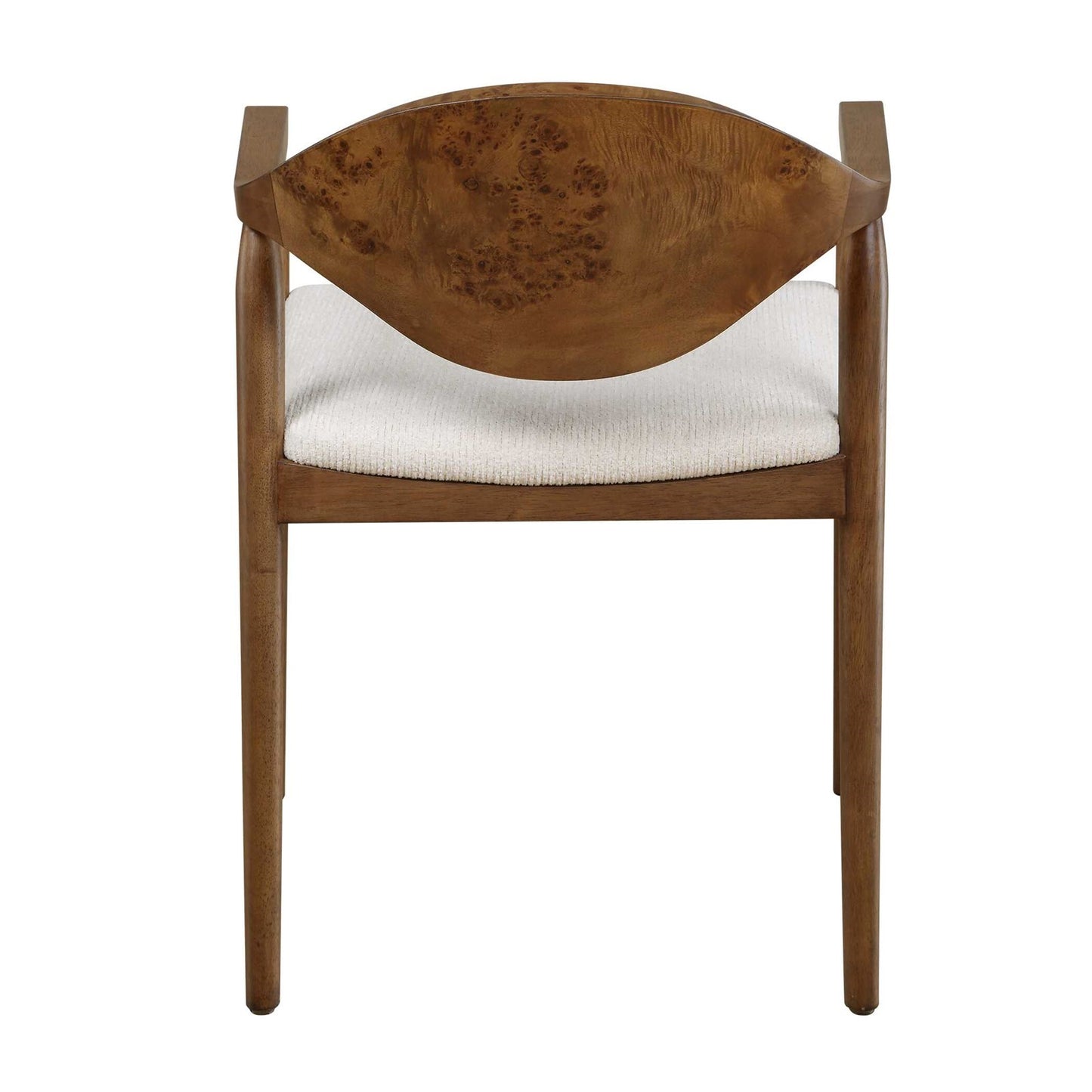 Uttermost Augusta 22in Dining Chair | Walnut Burl Veneer and Off-White Fabric | Dining Room & Kitchen Seating | 22 x 23.5 x 28.5 in | Model 53145