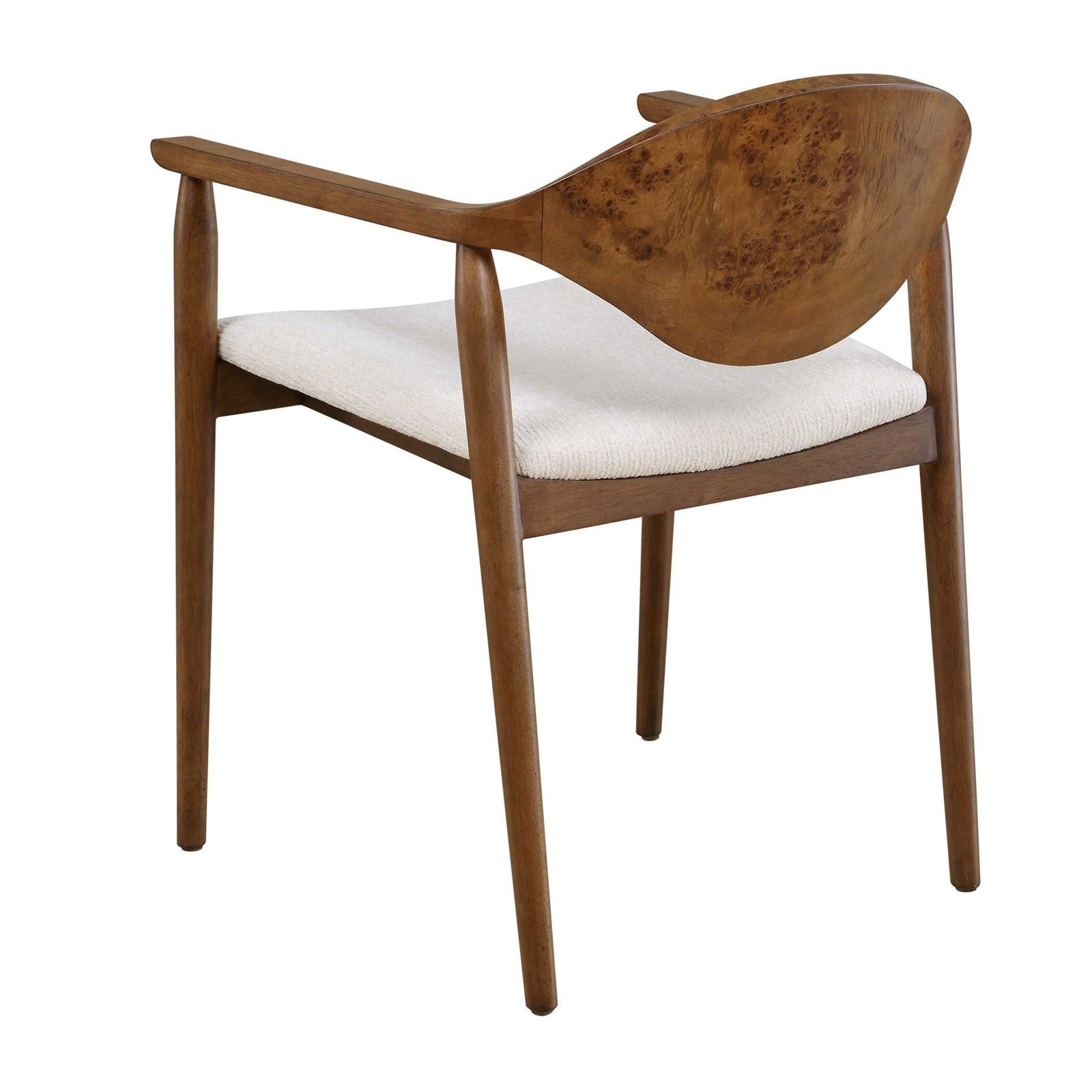 Uttermost Augusta 22in Dining Chair | Walnut Burl Veneer and Off-White Fabric | Dining Room & Kitchen Seating | 22 x 23.5 x 28.5 in | Model 53145