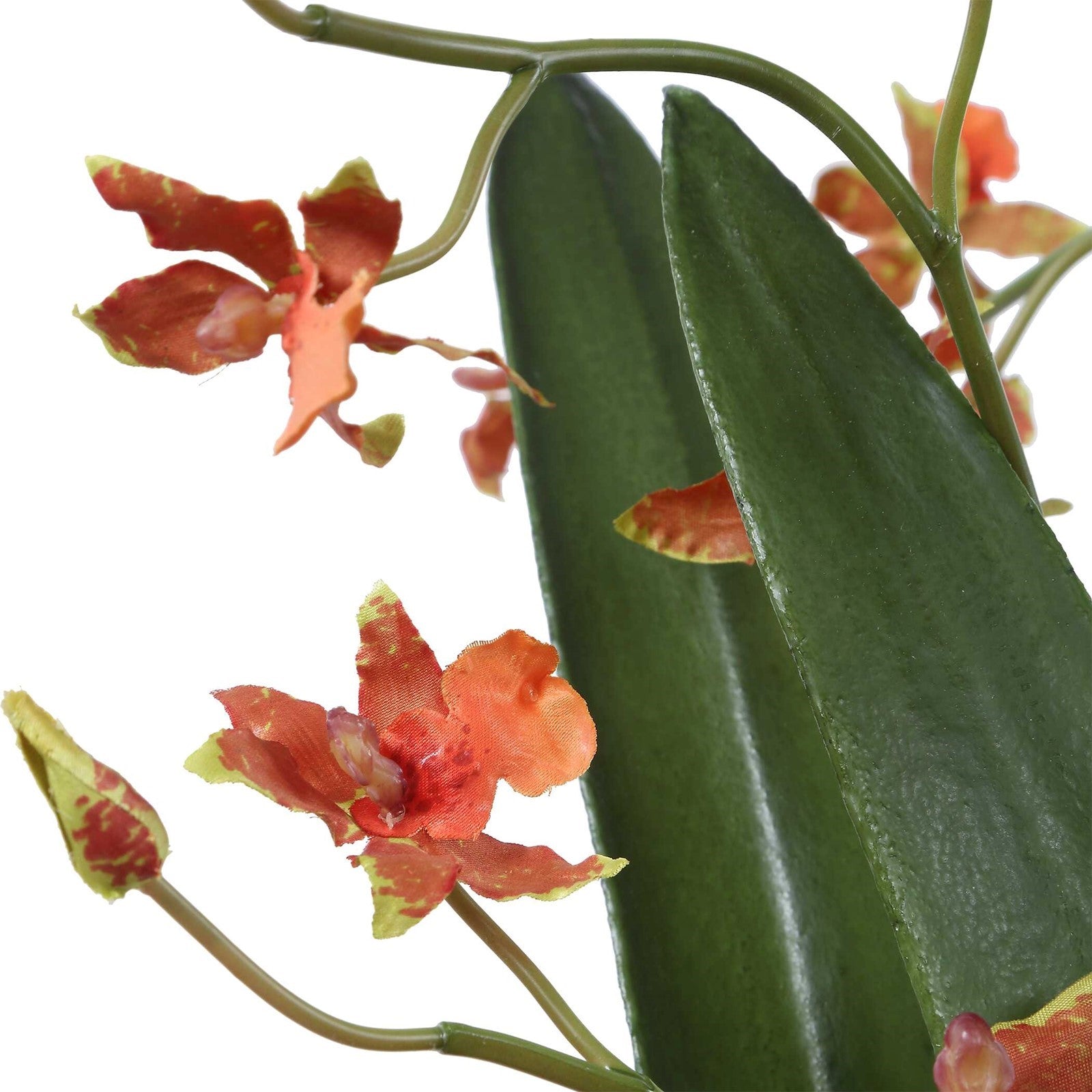 Uttermost Dancing Orchid in Glass Vase | Orange Faux Orchid | Living Room & Office Decor | 26 x 17.5 x 35 in | Model 60275