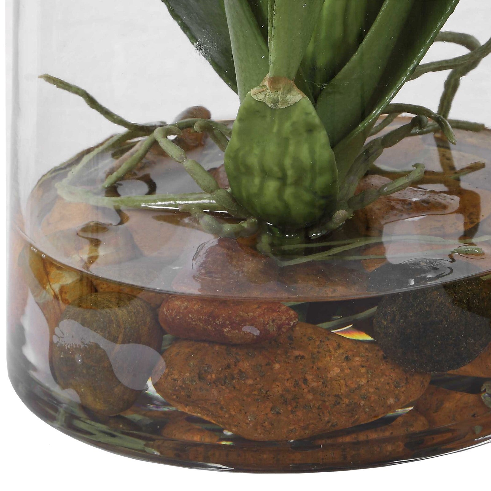 Uttermost Dancing Orchid in Glass Vase | Orange Faux Orchid | Living Room & Office Decor | 26 x 17.5 x 35 in | Model 60275