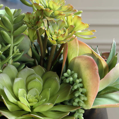 Uttermost Mico Succulent Centerpiece | Matte Black Vase with Green & Burgundy Faux Succulents | Indoor-Outdoor Table Decor | Model 60277