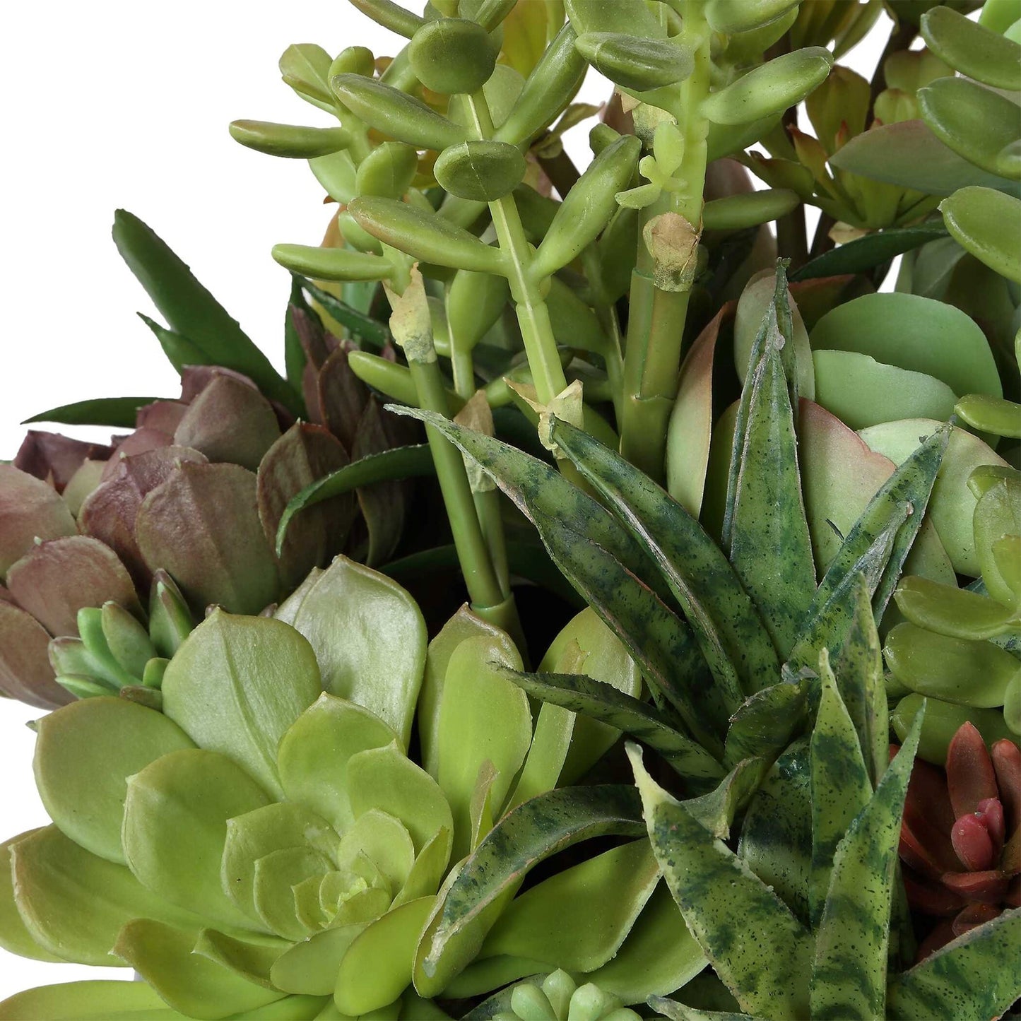 Uttermost Mico Succulent Centerpiece | Matte Black Vase with Green & Burgundy Faux Succulents | Indoor-Outdoor Table Decor | Model 60277