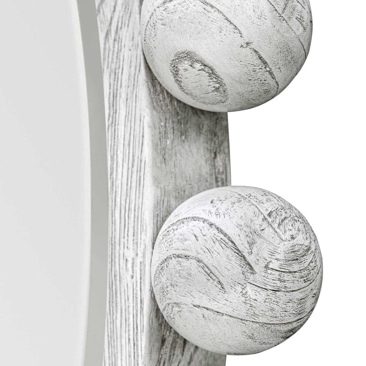 Uttermost Cyra 44in Round Wood Mirror | Solid Mahogany Spheres in Aged Ivory | Entryway & Bedroom Accent | 44 x 2.5 x 44 in | Model 8175