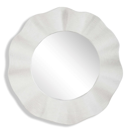 Uttermost Wave Length 40in Round White Mirror | Textured Matte White Frame | Entryway & Bathroom Accent | 40 x 5.12 x 40 in | Model 8286