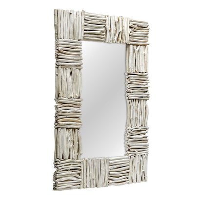Uttermost Lathey 35.75in Teak Branch Mirror | Natural Bleached Teak Frame | Entryway & Living Room Wall Mirror | 35.75 x 2.3 x 51.25 in | Model 8386