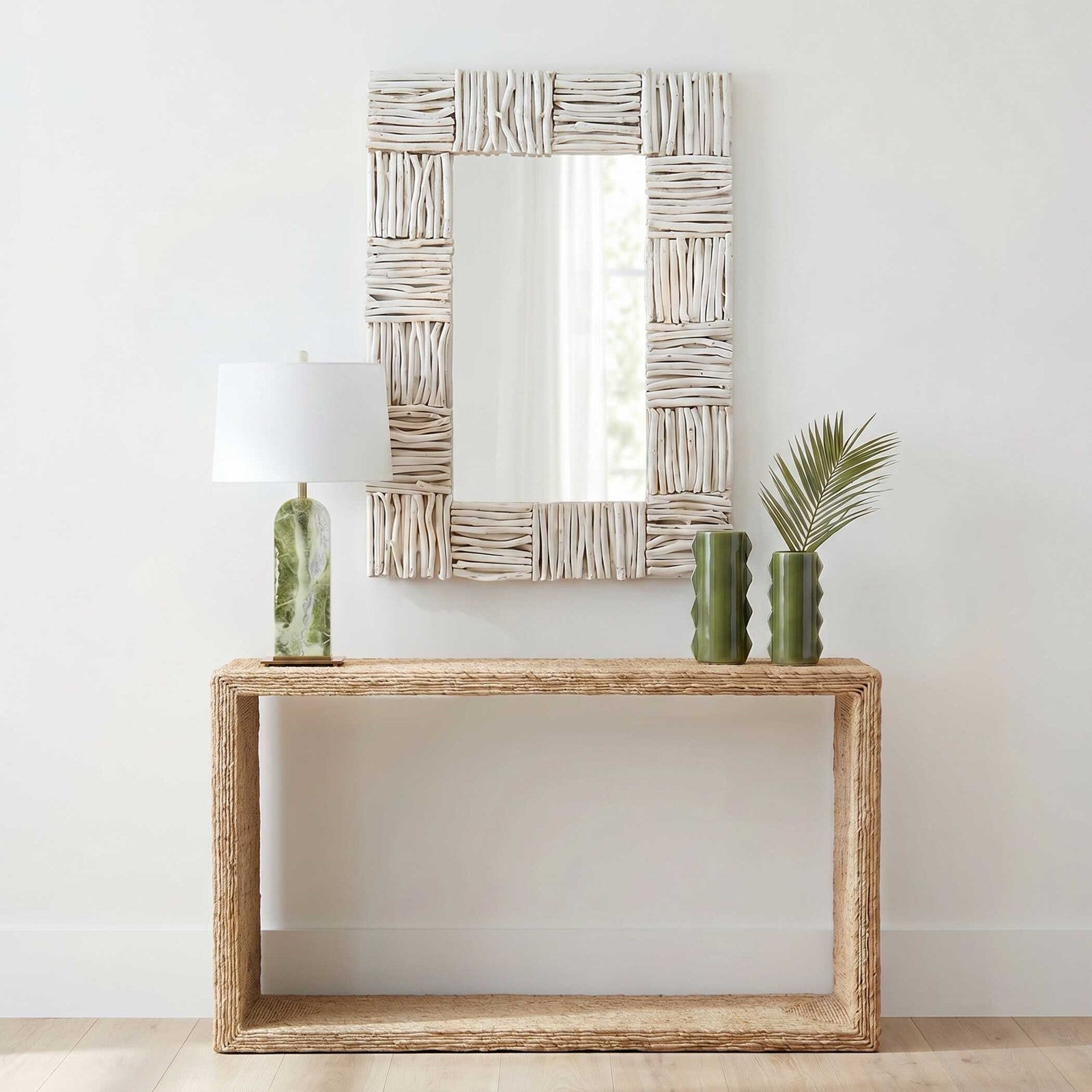 Uttermost Lathey 35.75in Teak Branch Mirror | Natural Bleached Teak Frame | Entryway & Living Room Wall Mirror | 35.75 x 2.3 x 51.25 in | Model 8386