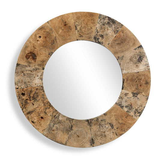 Uttermost Hiram 38in Round Tamarind Wood Mirror | Variegated Wood Frame | Entryway & Bathroom Wall Mirror | 38 x 1.2 x 38 in | Model 8391