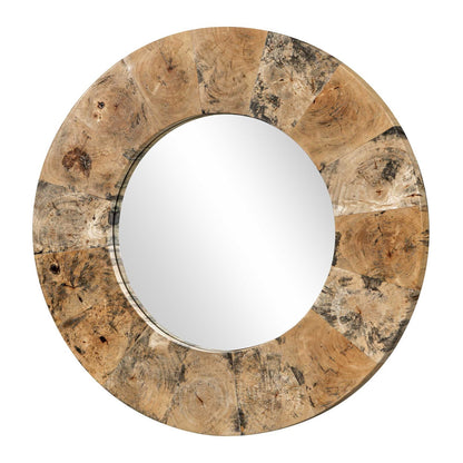Uttermost Hiram 38in Round Tamarind Wood Mirror | Variegated Wood Frame | Entryway & Bathroom Wall Mirror | 38 x 1.2 x 38 in | Model 8391
