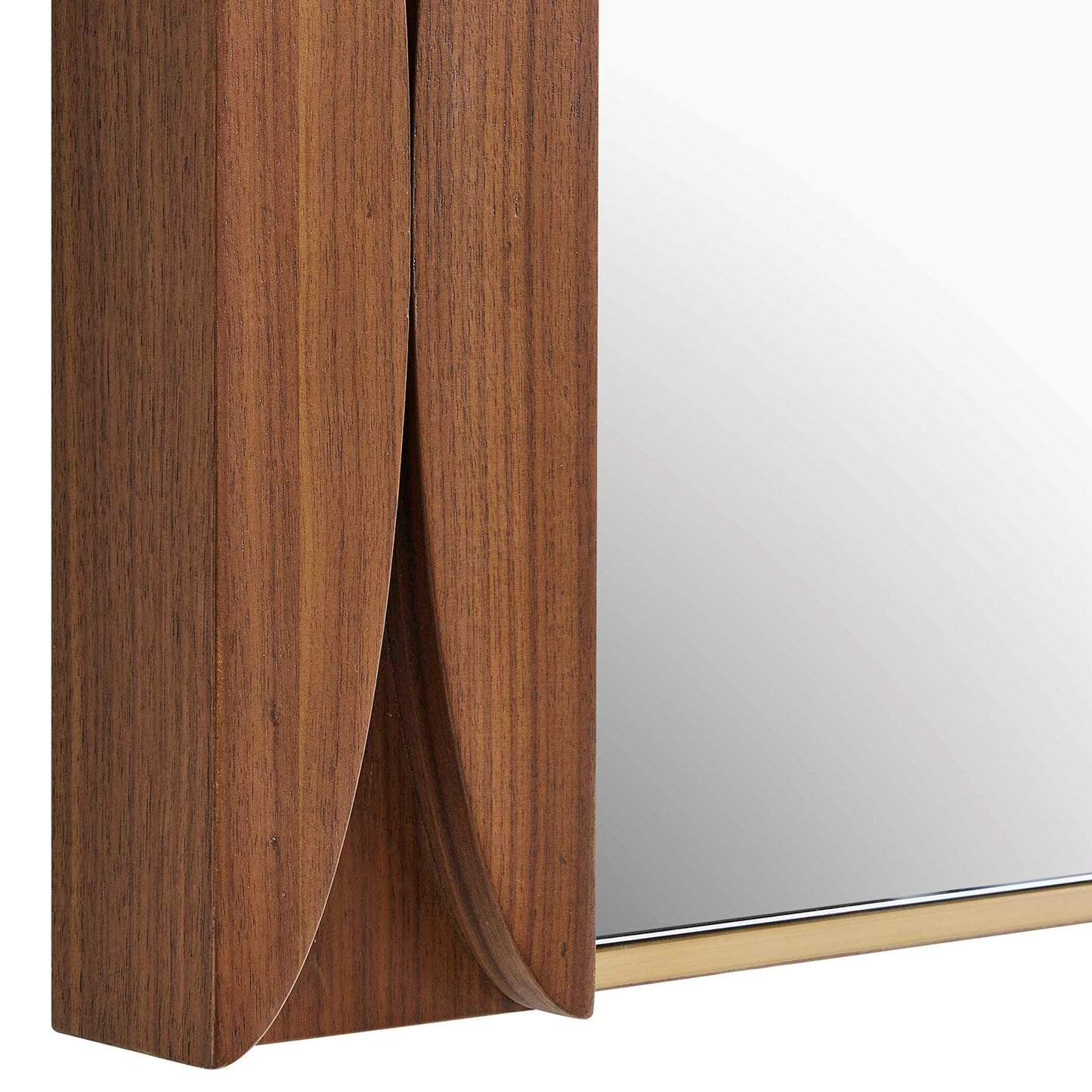Uttermost Macario 30in Mid-Century Walnut Mirror | Walnut Veneer with Antique Gold Edge | Living Room & Bedroom Wall Mirror | Model 8397