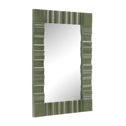 Uttermost Quincey 30x40in Olive Green Wood Mirror | Architectural Carved MDF Frame | Entryway & Living Room Wall Mirror | Model 8405