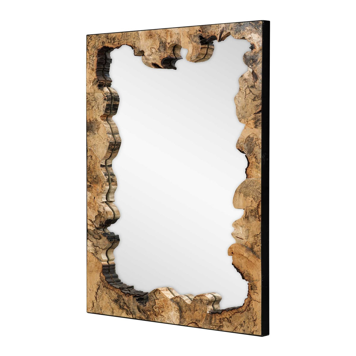 Uttermost Abraham 36x48in Tamarind Wood Mirror | Layered Wood Frame with Black Iron Border | Living Room & Entryway Wall Mirror | Model 8407