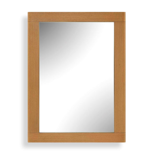 Uttermost Bishop 30x40in Gunstock Oak Mirror | Curved Oak Veneer Frame with Antique Brass Liner | Entryway & Bedroom Wall Mirror | Model 8408