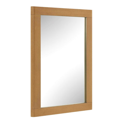 Uttermost Bishop 30x40in Gunstock Oak Mirror | Curved Oak Veneer Frame with Antique Brass Liner | Entryway & Bedroom Wall Mirror | Model 8408