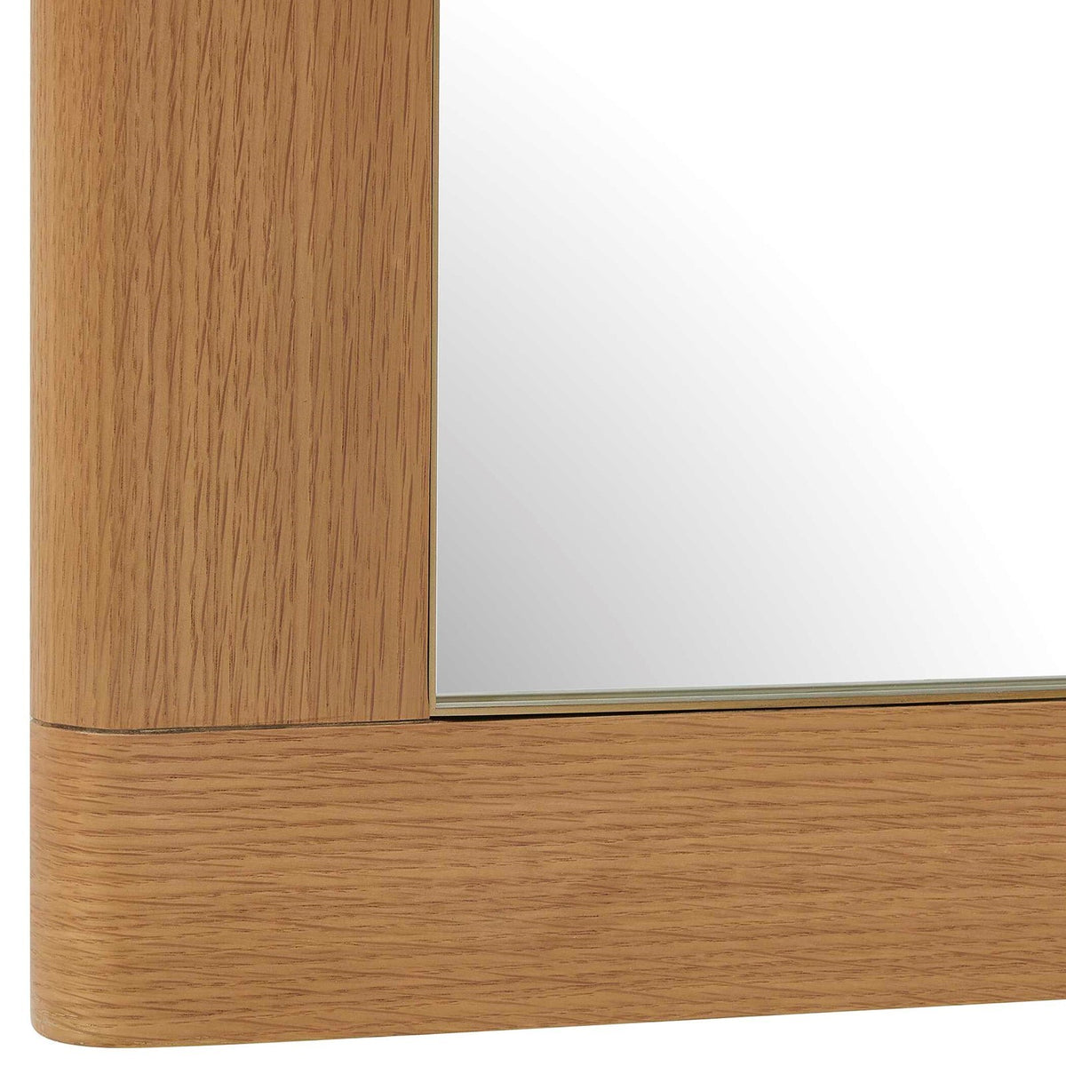 Uttermost Bishop 30x40in Gunstock Oak Mirror | Curved Oak Veneer Frame with Antique Brass Liner | Entryway & Bedroom Wall Mirror | Model 8408