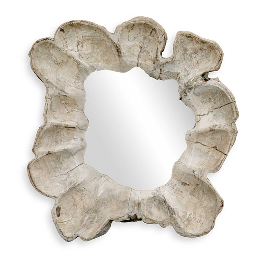 Uttermost Ariadne 28in Round Tamarind Wood Mirror | Bleached Wood Frame with Live Edge | Entryway & Bathroom Wall Mirror | Model 8409