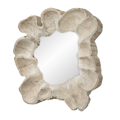 Uttermost Ariadne 28in Round Tamarind Wood Mirror | Bleached Wood Frame with Live Edge | Entryway & Bathroom Wall Mirror | Model 8409