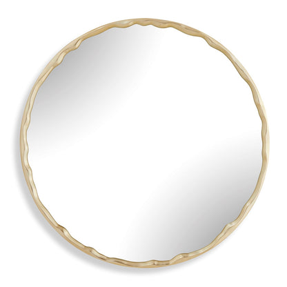 Uttermost Crinkle 40in Round Wall Mirror | Champagne Leaf Brass Gold | Entryway & Bedroom Accent | 40 x 40 x 1.5 in | Model 8413