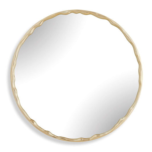 Uttermost Crinkle 40in Round Wall Mirror | Champagne Leaf Brass Gold | Entryway & Bedroom Accent | 40 x 40 x 1.5 in | Model 8413