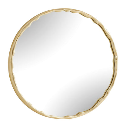 Uttermost Crinkle 40in Round Wall Mirror | Champagne Leaf Brass Gold | Entryway & Bedroom Accent | 40 x 40 x 1.5 in | Model 8413