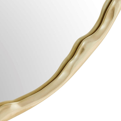 Uttermost Crinkle 40in Round Wall Mirror | Champagne Leaf Brass Gold | Entryway & Bedroom Accent | 40 x 40 x 1.5 in | Model 8413