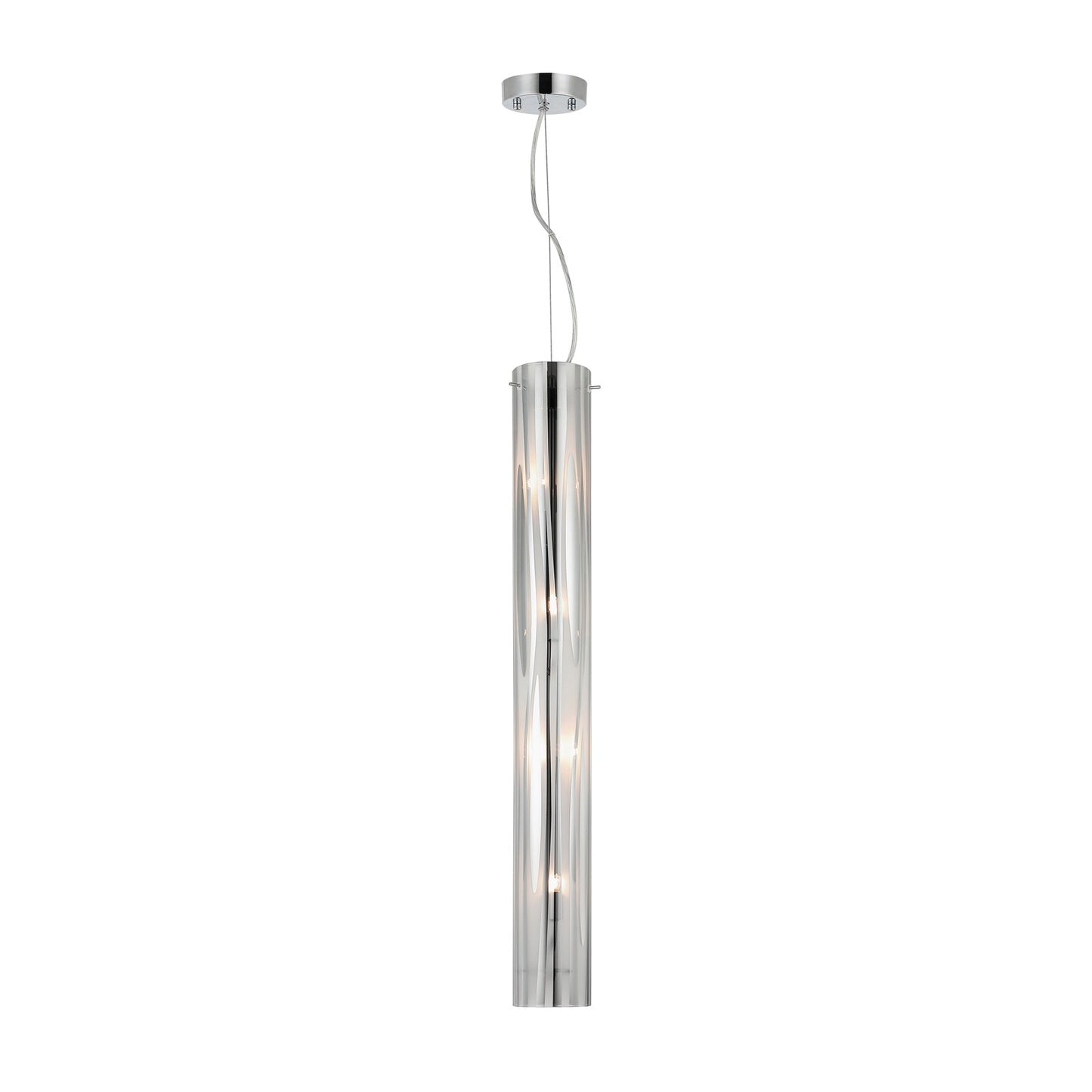 Varaluz Chroman Empire 4Lt Pendant, Chrome/Two-Layer Smoky Chrome