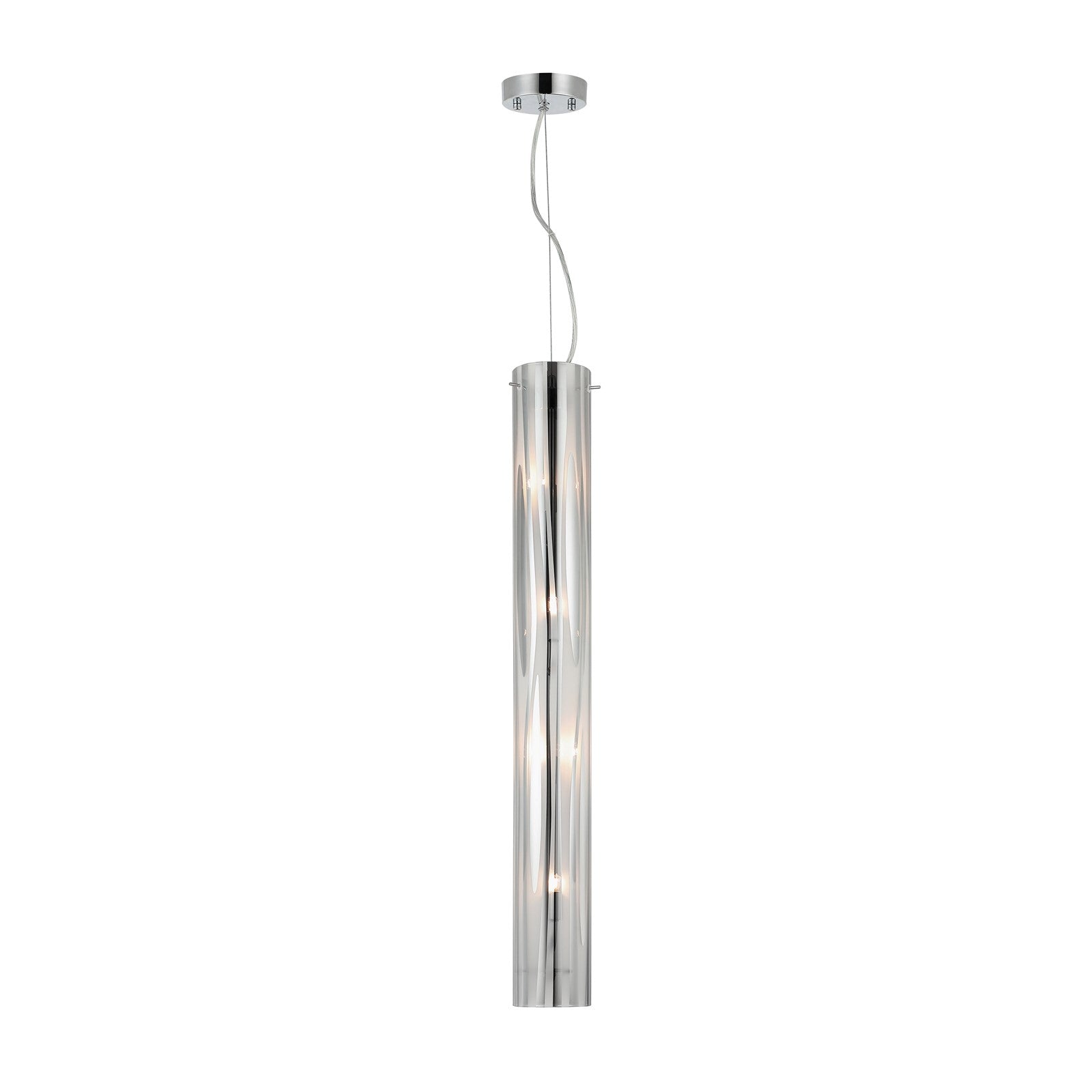 Varaluz Chroman Empire 4Lt Pendant, Chrome/Two-Layer Smoky Chrome