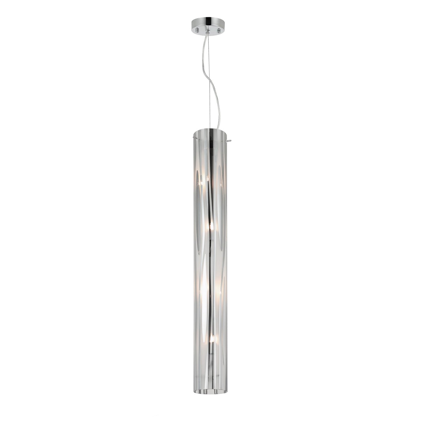 Varaluz Chroman Empire 4Lt Pendant, Chrome/Two-Layer Smoky Chrome
