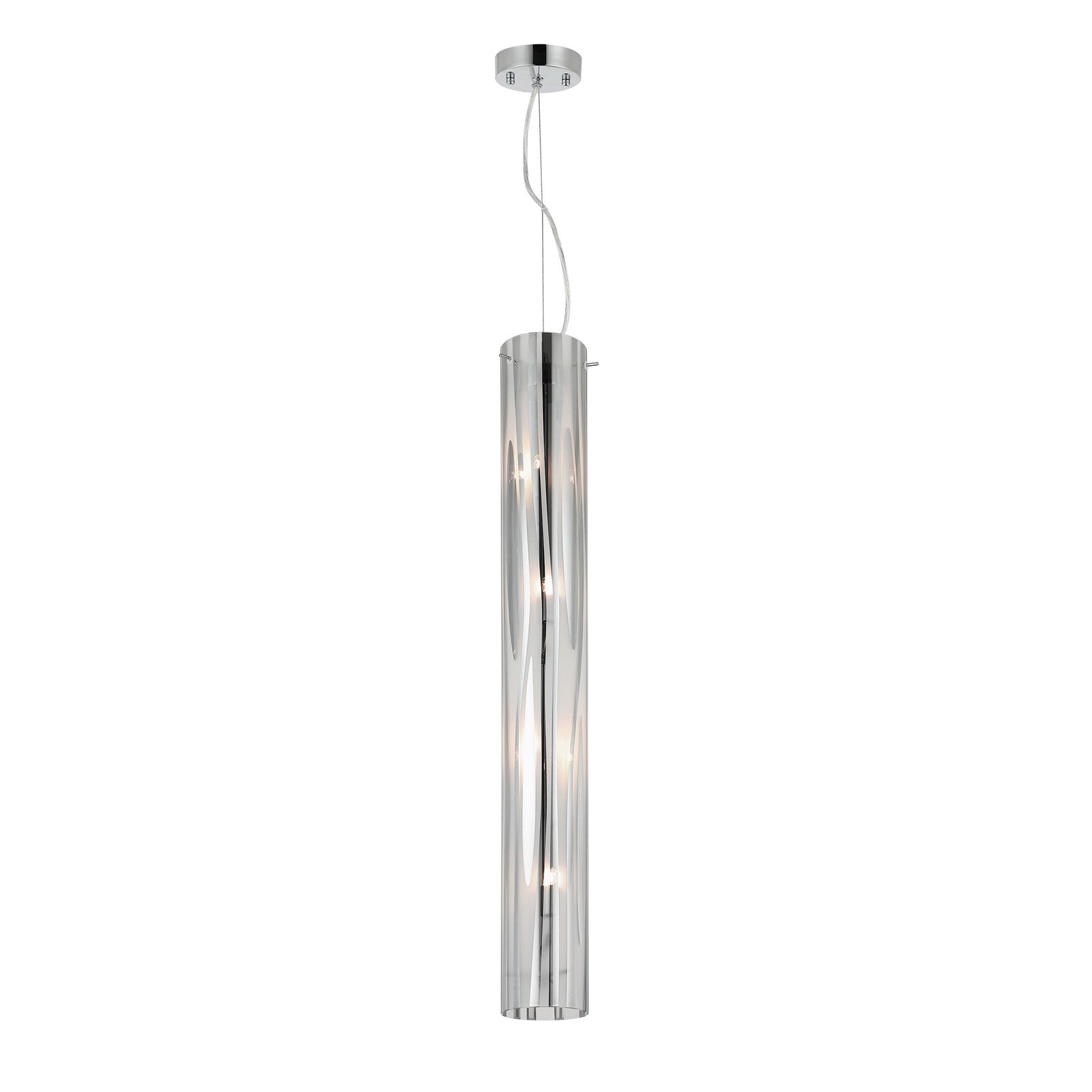 Varaluz Chroman Empire 4Lt Pendant, Chrome/Two-Layer Smoky Chrome