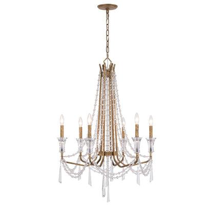 Varaluz Barcelona 6 Light Chandelier, Brass Kisser