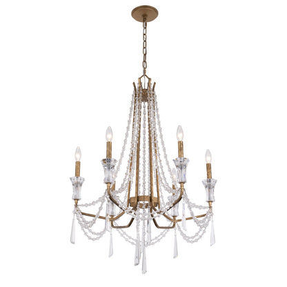 Varaluz Barcelona 6 Light Chandelier, Brass Kisser