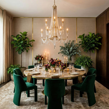 Varaluz Barcelona 9 Light Chandelier, Brass Kisser