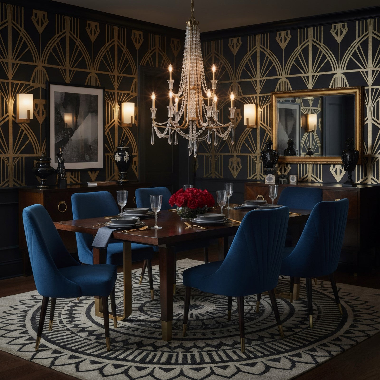 Varaluz Barcelona 9 Light Chandelier, Brass Kisser