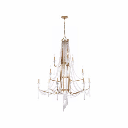 Varaluz Barcelona 12 Light Chandelier, Brass Kisser