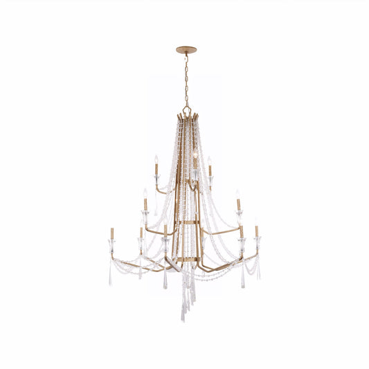 Varaluz Barcelona 12 Light Chandelier, Brass Kisser