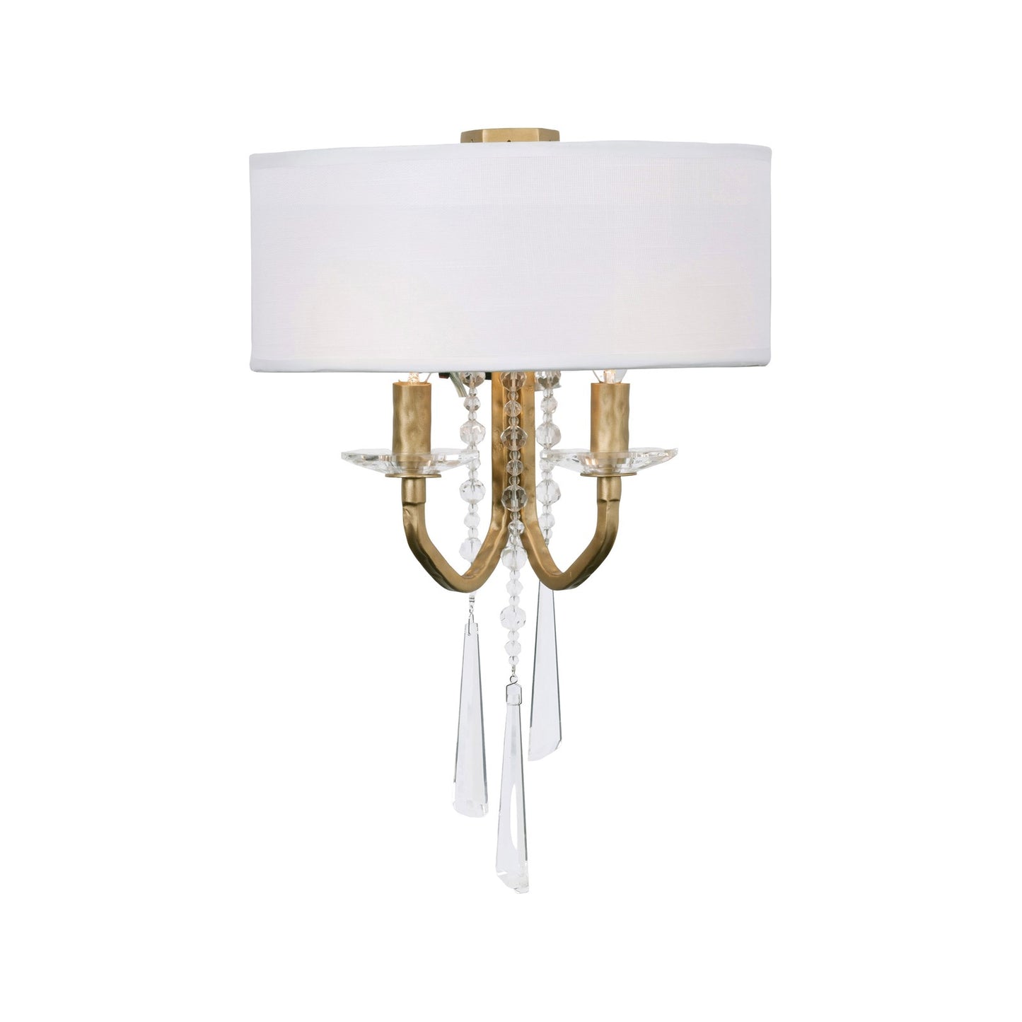 Varaluz Barcelona 2 Light Wall Sconce, Brass Kisser/White